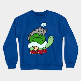 Tortoise and Sleepy Kitty Crewneck Sweatshirt